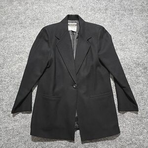 VTG Nouveaux Black Wool Blazer Sz6 Jacket Coat Capsule Minimalist Basic Corpcore